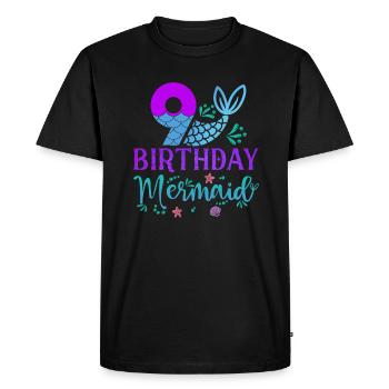 9th Birthday Mermaid - Men's Premium Organic T-Shirt - black - Front - Nico (187cm)