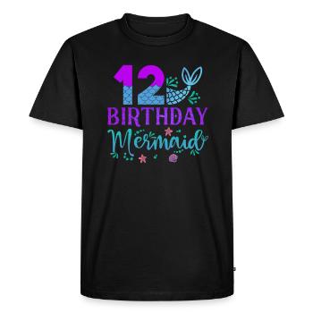 12th Birthday Mermaid - Men's Premium Organic T-Shirt - black - Front - Nico (187cm)