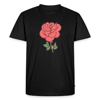 Rose Rouge Rose dessinée à la main - T-shirt Premium bio Homme - noir - Devant - Nico (187cm)