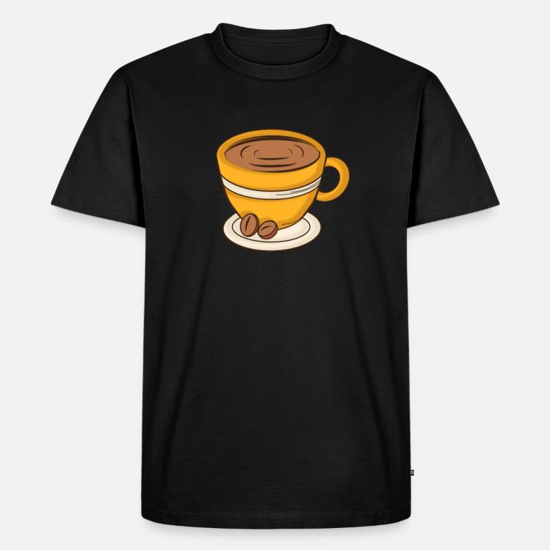 Kaffeetasse Cappuccino - Männer Premium Bio T-Shirt - Schwarz