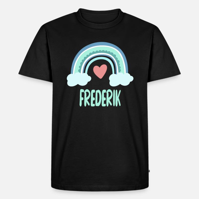 Frederik Name Regenbogen Baby - Männer Premium Bio T-Shirt - Schwarz