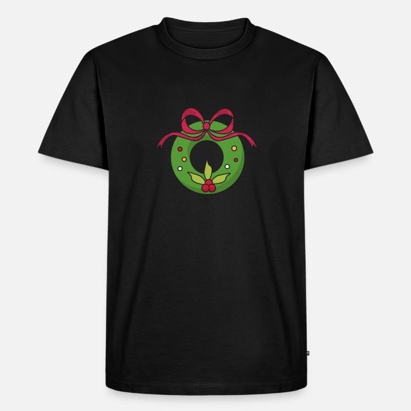 Weihnachtskranz - Männer Premium Bio T-Shirt - Schwarz