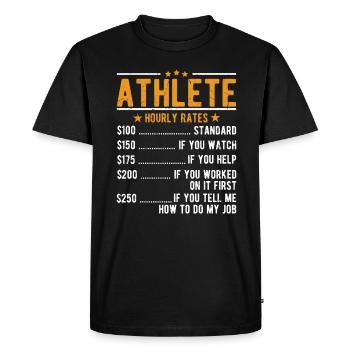 Salaire horaire de l’athlète - T-shirt Premium bio Homme - noir - Devant - Nico (187cm)