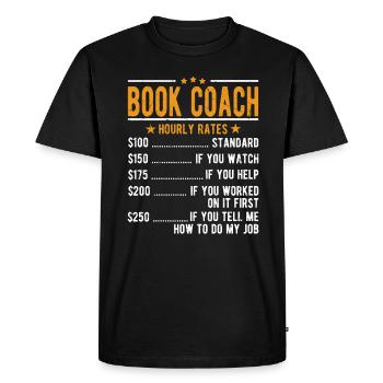 Book trainer hourly wage - Men's Premium Organic T-Shirt - black - Front - Nico (187cm)