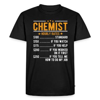 Chimiste Salaire horaire - T-shirt Premium bio Homme - noir - Devant - Nico (187cm)