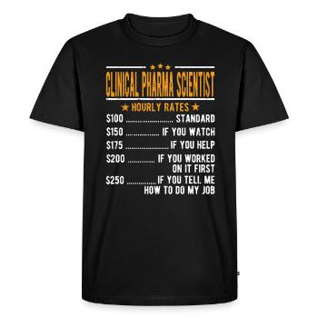 Clinicien Pharma Scientist Salaire horaire - T-shirt Premium bio Homme - noir - Devant - Nico (187cm)
