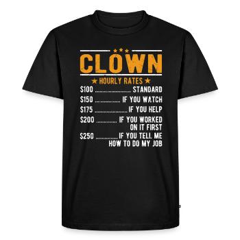 Salaire horaire de clown - T-shirt Premium bio Homme - noir - Devant - Nico (187cm)