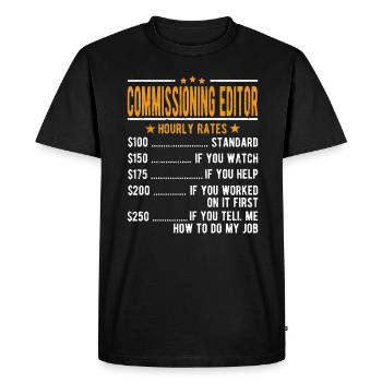 Rédacteur Salaire horaire - T-shirt Premium bio Homme - noir - Devant - Nico (187cm)