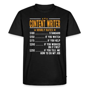 Content Author Hourly Wage - Men's Premium Organic T-Shirt - black - Front - Nico (187cm)