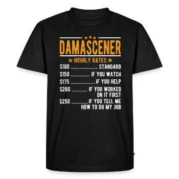 Salaire horaire Damascener - T-shirt Premium bio Homme - noir - Devant - Nico (187cm)
