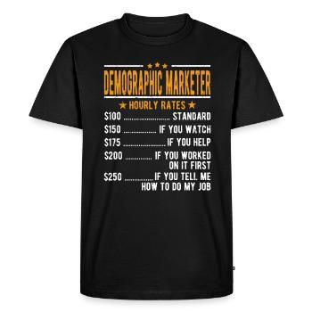 Salaire horaire des spécialistes du marketing démographique - T-shirt Premium bio Homme - noir - Devant - Nico (187cm)
