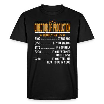 Directeur de production Salaire horaire - T-shirt Premium bio Homme - noir - Devant - Nico (187cm)