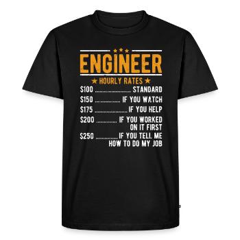 Ingénieur salaire horaire - T-shirt Premium bio Homme - noir - Devant - Nico (187cm)