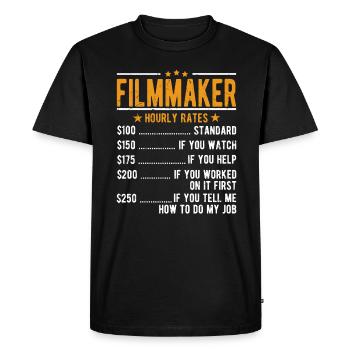 Cinéastes Salaire horaire - T-shirt Premium bio Homme - noir - Devant - Nico (187cm)
