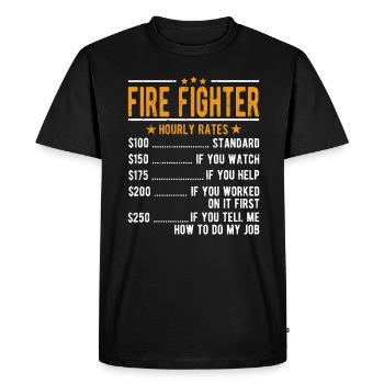 Pompiers Salaire horaire - T-shirt Premium bio Homme - noir - Devant - Nico (187cm)