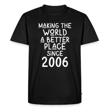 Making the World a better place since 2006 - Men's Premium Organic T-Shirt - black - Front - Nico (187cm)