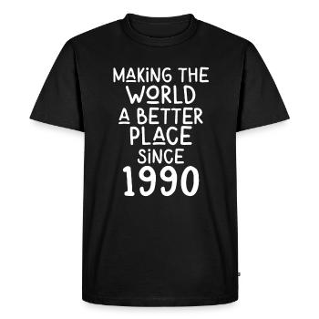 Rendre le monde meilleur depuis 1990 - T-shirt Premium bio Homme - noir - Devant - Nico (187cm)