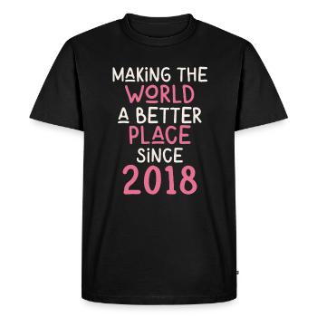 Making the World a better place since 2018 - Men's Premium Organic T-Shirt - black - Front - Nico (187cm)