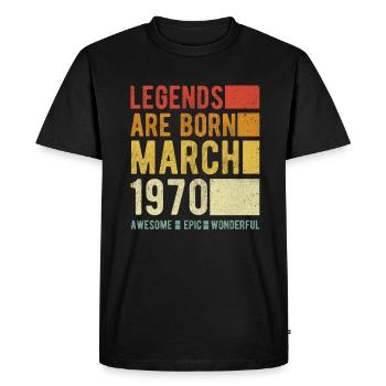Anniversaire Mars 1970 - T-shirt Premium bio Homme - noir - Devant - Nico (187cm)