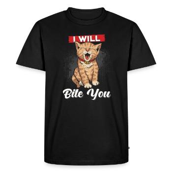 Cat I want to bite you - Men's Premium Organic T-Shirt - black - Front - Nico (187cm)
