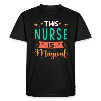 Cadeau infirmière - T-shirt Premium bio Homme - noir - Devant - Nico (187cm)