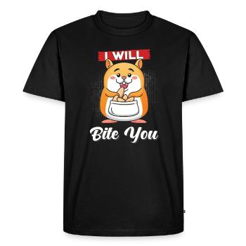 Hamster I want to bite you - Men's Premium Organic T-Shirt - black - Front - Nico (187cm)