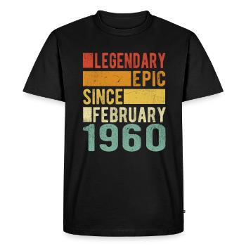 Anniversaire février 1960 Épopée légendaire - T-shirt Premium bio Homme - noir - Devant - Nico (187cm)