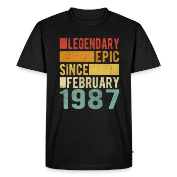 Birthday February 1987 Legendary epic - Men's Premium Organic T-Shirt - black - Front - Nico (187cm)
