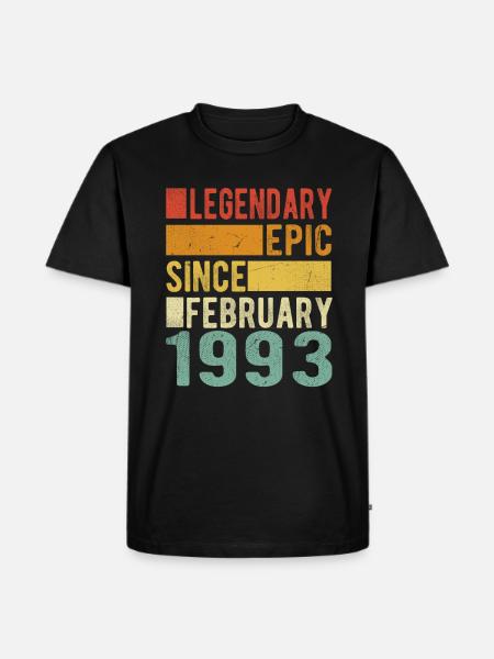 Birthday February 1993 Legendary Epic - Men's Premium Organic T-Shirt - black