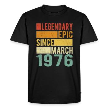 Anniversaire Mars 1976 Épopée légendaire - T-shirt Premium bio Homme - noir - Devant - Nico (187cm)