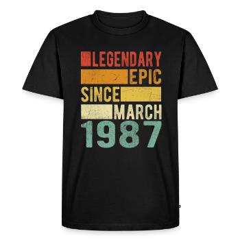 Birthday March 1987 Legendary Epic - Men's Premium Organic T-Shirt - black - Front - Nico (187cm)