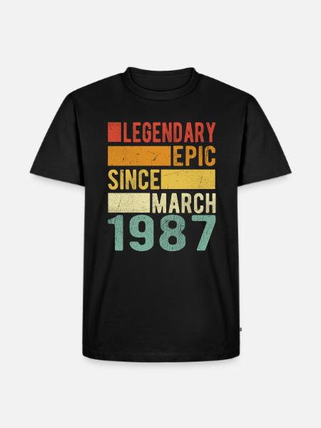 Birthday March 1987 Legendary Epic - Men's Premium Organic T-Shirt - black