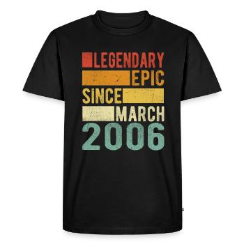 Anniversaire Mars 2006 Épopée légendaire - T-shirt Premium bio Homme - noir - Devant - Nico (187cm)