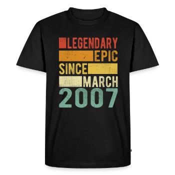 Anniversaire Mars 2007 Épopée légendaire - T-shirt Premium bio Homme - noir - Devant - Nico (187cm)