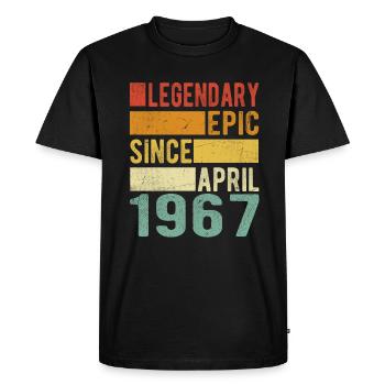 Anniversaire avril 1967 Épopée légendaire - T-shirt Premium bio Homme - noir - Devant - Nico (187cm)