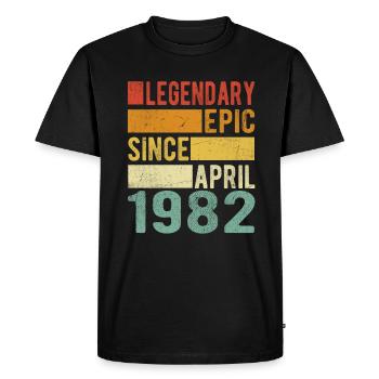 Birthday April 1982 Legendary epic - Men's Premium Organic T-Shirt - black - Front - Nico (187cm)