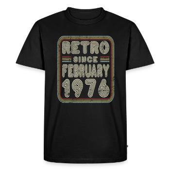 Anniversaire Février 1976 Cadeau Rétro - T-shirt Premium bio Homme - noir - Devant - Nico (187cm)