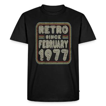 Anniversaire Février 1977 Cadeau rétro - T-shirt Premium bio Homme - noir - Devant - Nico (187cm)