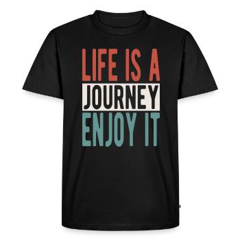 Life is a journey, enjoy it - Men's Premium Organic T-Shirt - black - Front - Nico (187cm)