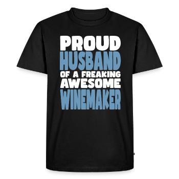 Fière épouse d’un sacré bon vigneron - T-shirt Premium bio Homme - noir - Devant - Nico (187cm)
