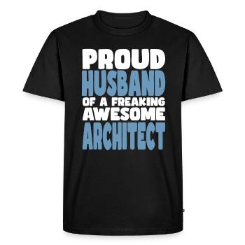 Fière épouse d’un sacré bon architecte - T-shirt Premium bio Homme - noir - Devant - Nico (187cm)