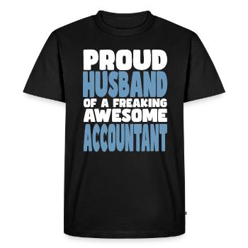 Proud wife of a damn good accountant - Men's Premium Organic T-Shirt - black - Front - Nico (187cm)
