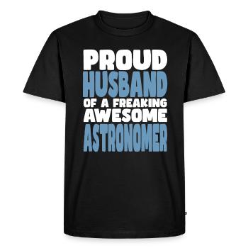 Fière épouse d’un sacré bon astronome - T-shirt Premium bio Homme - noir - Devant - Nico (187cm)