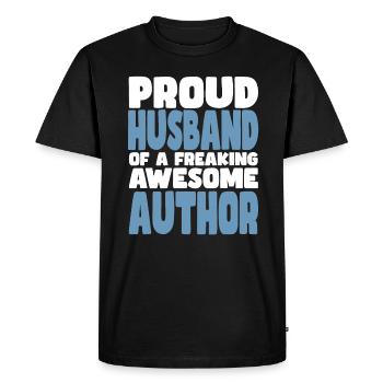 Proud wife of a damn good author - Men's Premium Organic T-Shirt - black - Front - Nico (187cm)
