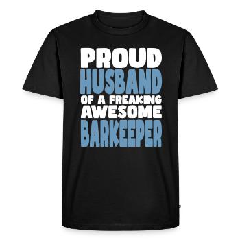 Proud wife of a damn good bartender - Men's Premium Organic T-Shirt - black - Front - Nico (187cm)