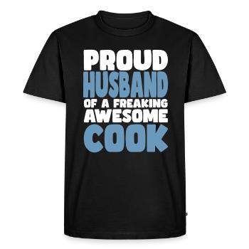 Fière épouse d’un sacré bon cuisinier - T-shirt Premium bio Homme - noir - Devant - Nico (187cm)