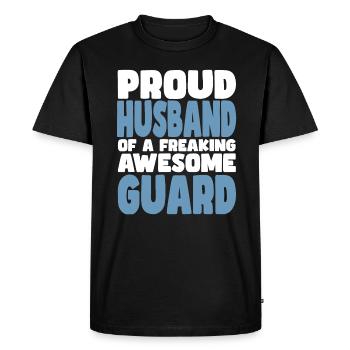 Fière épouse d’un sacré bon agent de sécurité - T-shirt Premium bio Homme - noir - Devant - Nico (187cm)