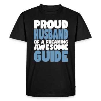 Proud wife of a damn good tour guide - Men's Premium Organic T-Shirt - black - Front - Nico (187cm)