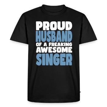 Fière épouse d’un sacré bon chanteur - T-shirt Premium bio Homme - noir - Devant - Nico (187cm)