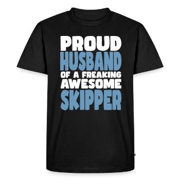 Proud wife of a damn good skipper - Men's Premium Organic T-Shirt - black - Front - Nico (187cm)